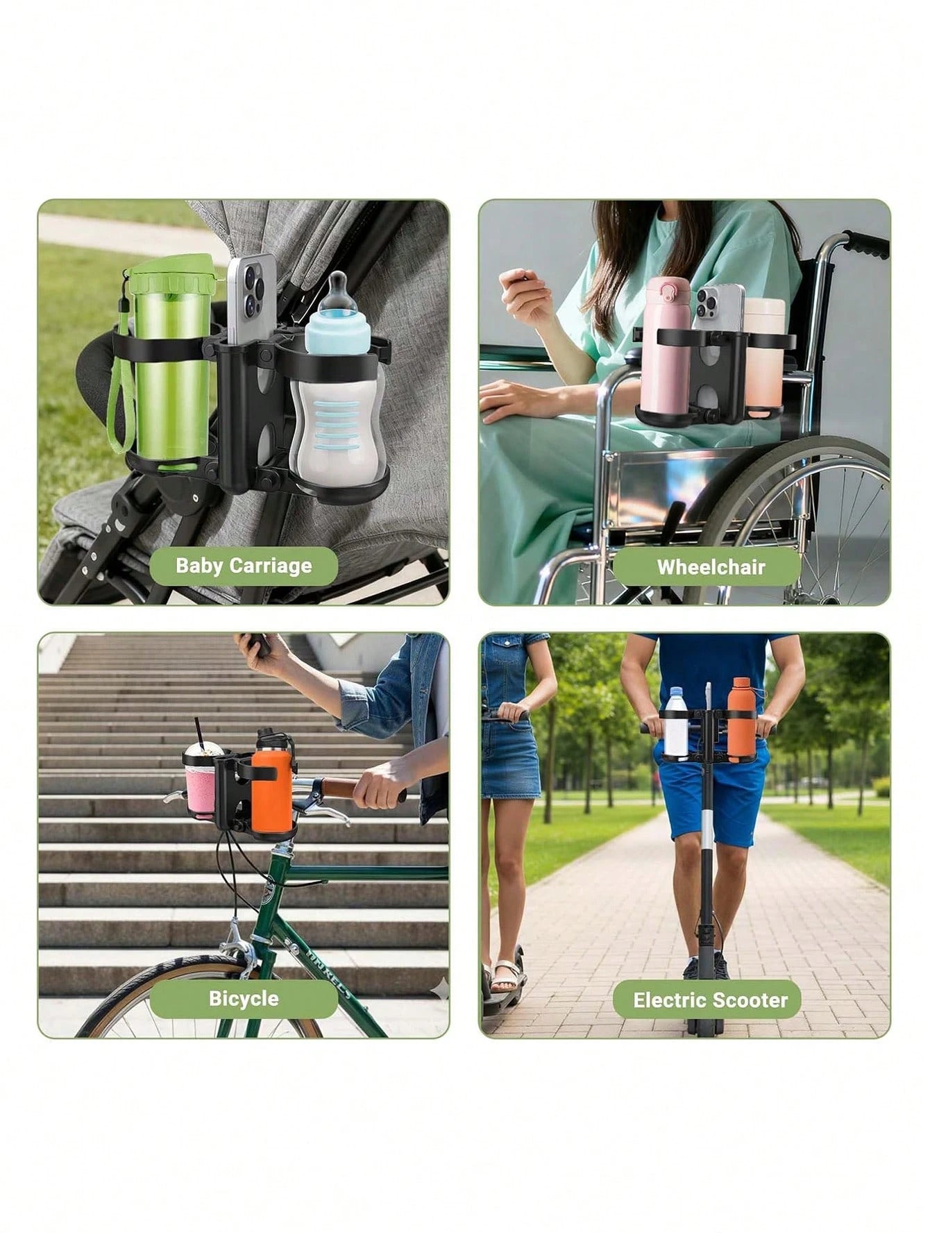 3-In-1 Multifunctional Foldable Cup Holder, Bottle Rack, Phone Holder, Compatible With Bugaboo, Nuna, Doona Strollers, Wheelchairs, Bicycles, Walkers, Scooters, Travel