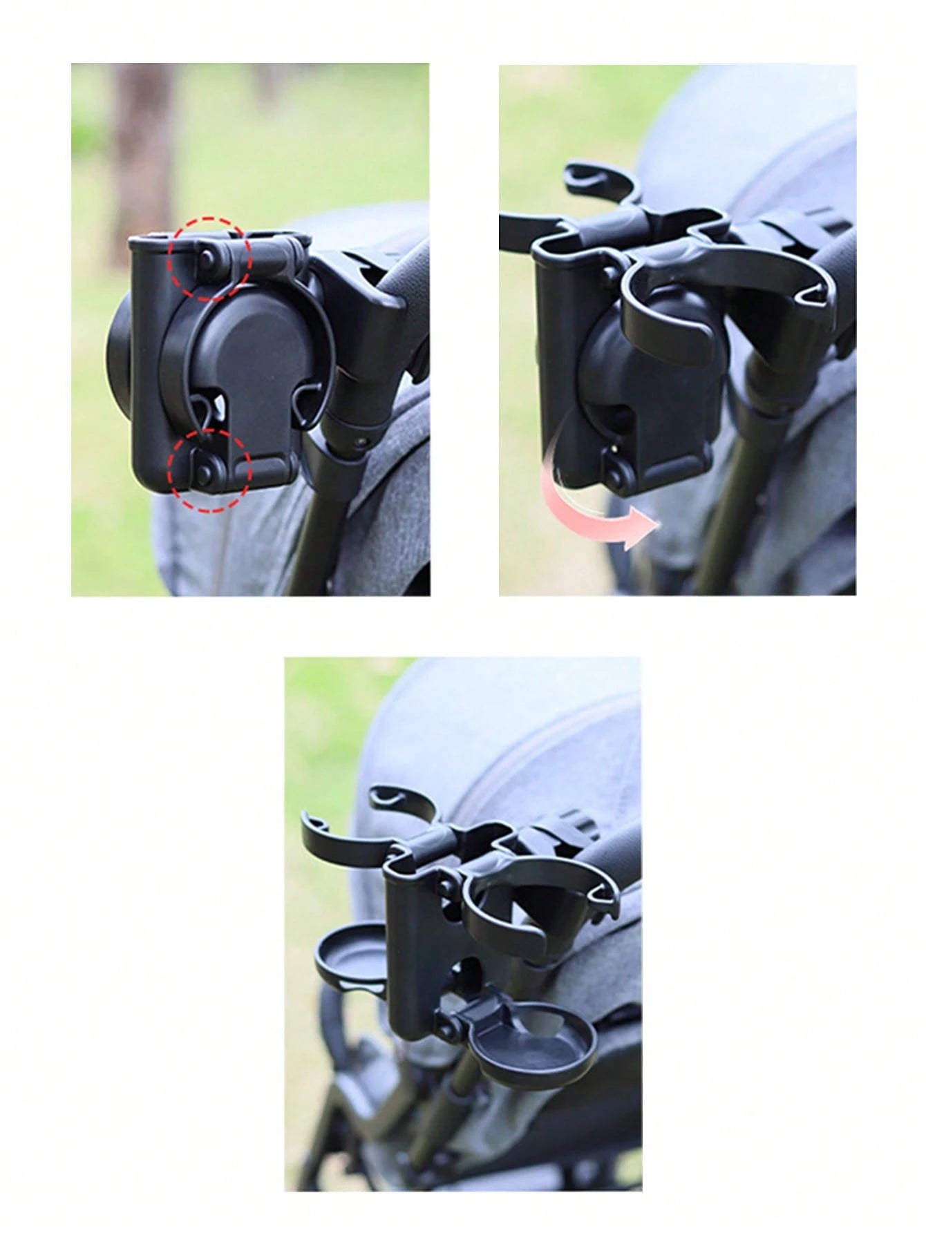 3-In-1 Multifunctional Foldable Cup Holder, Bottle Rack, Phone Holder, Compatible With Bugaboo, Nuna, Doona Strollers, Wheelchairs, Bicycles, Walkers, Scooters, Travel
