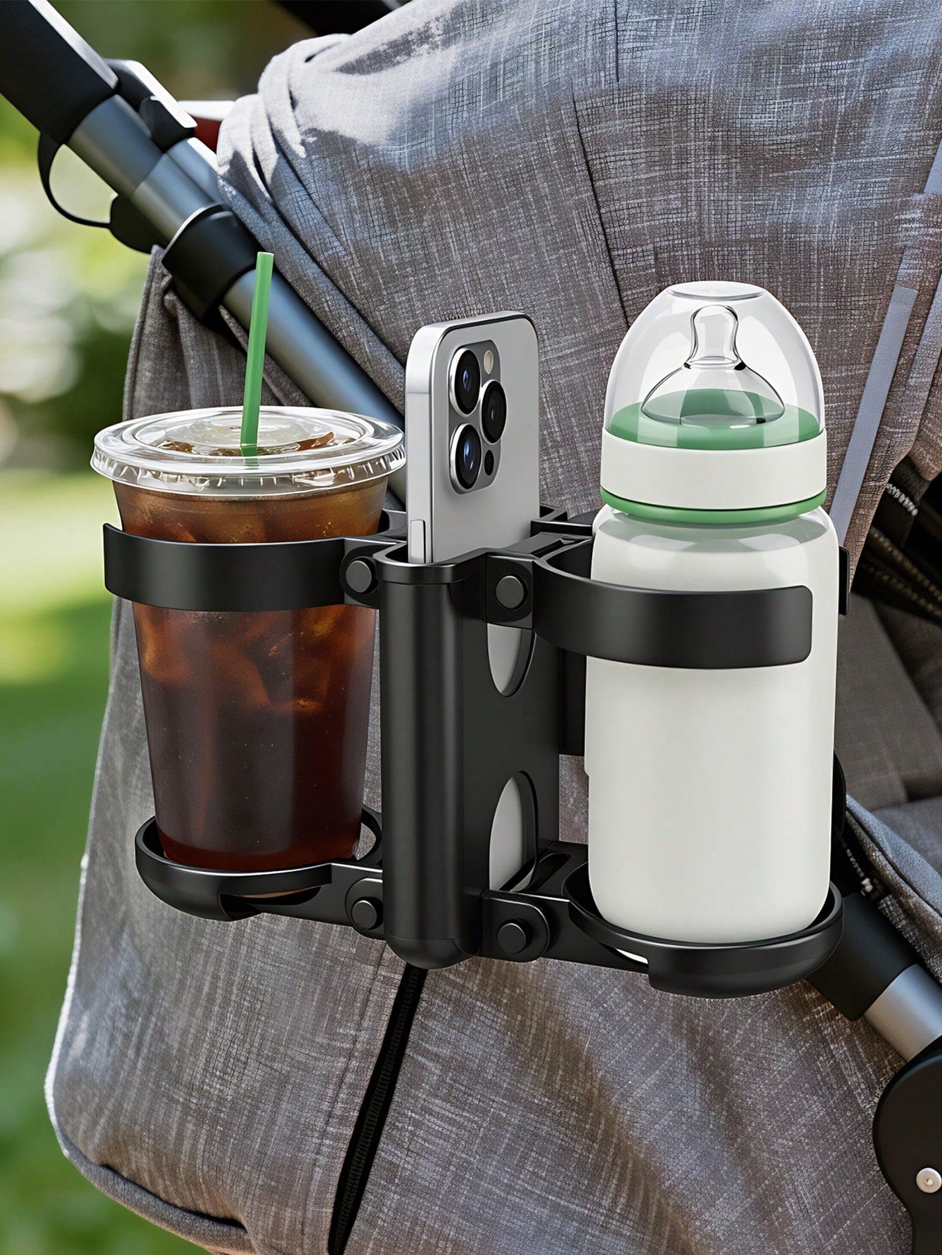 3-In-1 Multifunctional Foldable Cup Holder, Bottle Rack, Phone Holder, Compatible With Bugaboo, Nuna, Doona Strollers, Wheelchairs, Bicycles, Walkers, Scooters, Travel