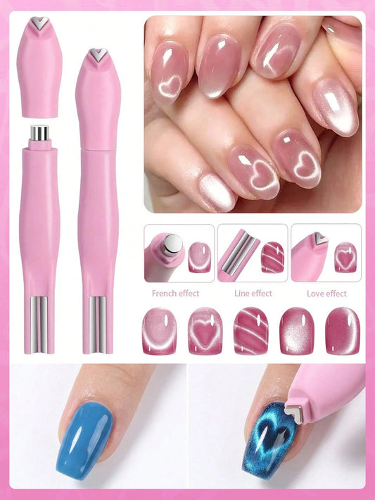3-In-1 Nail Art Magnet, Fashionable Design, Multi-Functional Glass Beads & Cat Eye Nail Polish Gel, Specially Designed With Powerful Magnet, Super Strong Magnetic Nail Art Tool, Exquisite Manicure Too