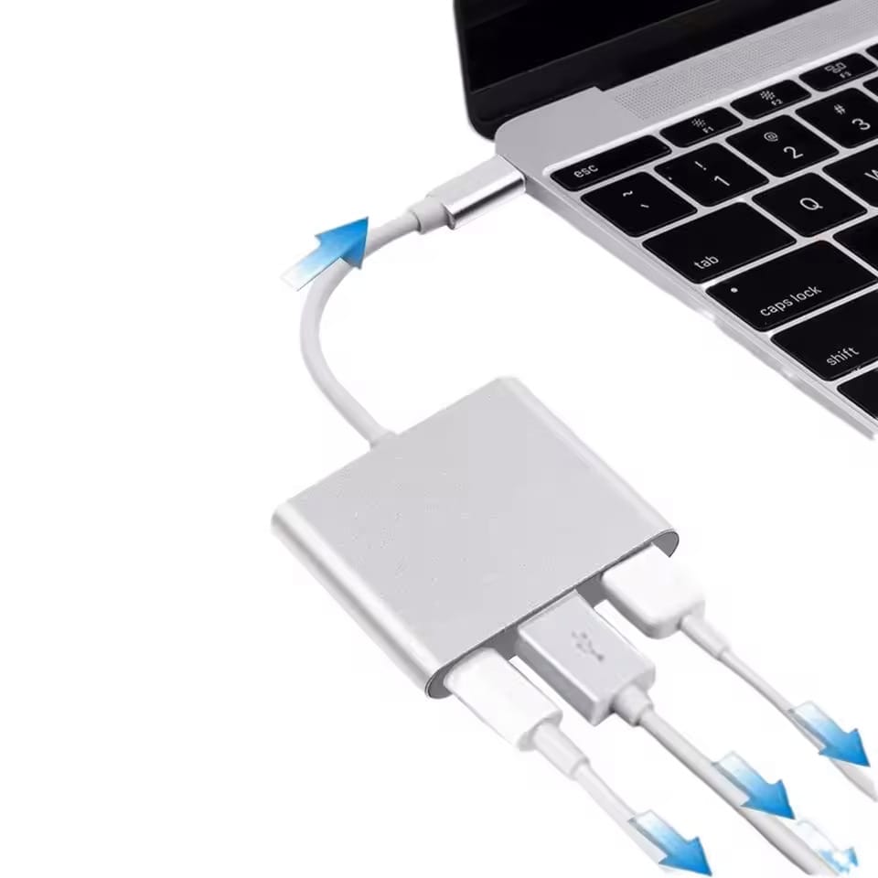 3-In-1 Versatile USB-C 3.1 High-Speed Adapter| USB-C 3.1 High-Speed Transfer + Plug & Play Zero Latency| Compatible With Apple 15/16/17 Series + S23 Ultra + Desktop/Laptop| Office Expansion/ Enter