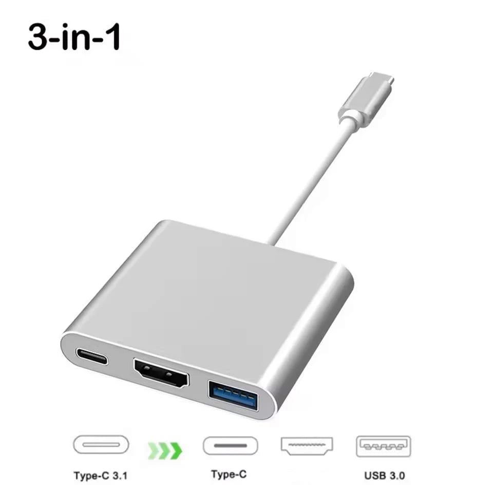 3-In-1 Versatile USB-C 3.1 High-Speed Adapter| USB-C 3.1 High-Speed Transfer + Plug & Play Zero Latency| Compatible With Apple 15/16/17 Series + S23 Ultra + Desktop/Laptop| Office Expansion/ Enter