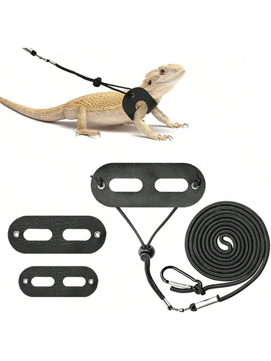 3 Packs Adjustable Lizard Leash Set- Small Reptile Harness For Bearded Dragon, Chameleon & Outdoor Walking (S/M/L)