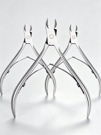 3 Pcs/1 Pc Classic Stainless Steel Nail Clipper Set, Precise Trimming Finger & Toe Nails, Curved Blade Edge, Professional Cuticle Nipper, Odorless Nail Care Tools (Silver),Nail Supplies,Nail Tools,Nai