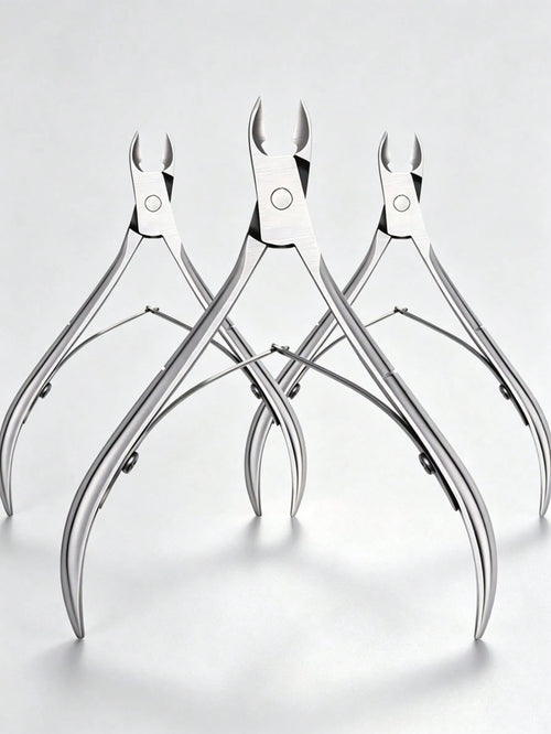 3 Pcs/1 Pc Classic Stainless Steel Nail Clipper Set, Precise Trimming Finger & Toe Nails, Curved Blade Edge, Professional Cuticle Nipper, Odorless Nail Care Tools (Silver),Nail Supplies,Nail Tools,Nai