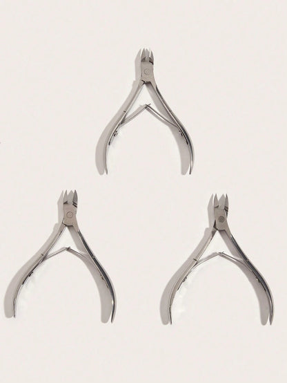 3 Pcs/1 Pc Classic Stainless Steel Nail Clipper Set, Precise Trimming Finger & Toe Nails, Curved Blade Edge, Professional Cuticle Nipper, Odorless Nail Care Tools (Silver),Nail Supplies,Nail Tools,Nai