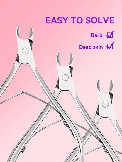 3 Pcs/1 Pc Classic Stainless Steel Nail Clipper Set, Precise Trimming Finger & Toe Nails, Curved Blade Edge, Professional Cuticle Nipper, Odorless Nail Care Tools (Silver),Nail Supplies,Nail Tools,Nai