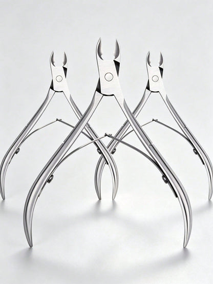 3 Pcs/1 Pc Classic Stainless Steel Nail Clipper Set, Precise Trimming Finger & Toe Nails, Curved Blade Edge, Professional Cuticle Nipper, Odorless Nail Care Tools (Silver),Nail Supplies,Nail Tools,Nai