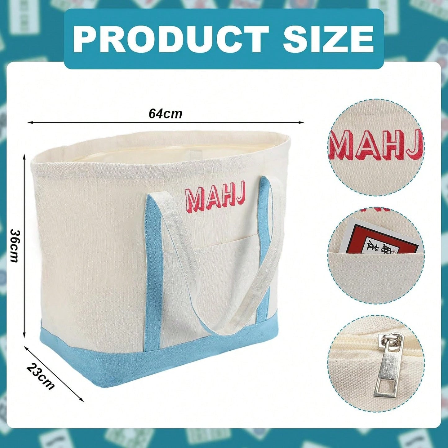 3 Pcs Empty Mahjong Canvas Bag Gift Embroidered American Mahjong Set Incl Tiles Bag AndRacks & Pushers Drawstring Bags