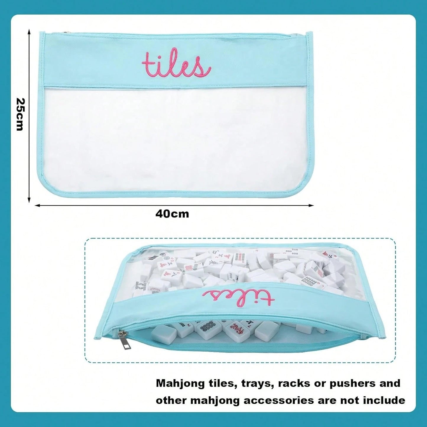 3 Pcs Empty Mahjong Canvas Bag Gift Embroidered American Mahjong Set Incl Tiles Bag AndRacks & Pushers Drawstring Bags