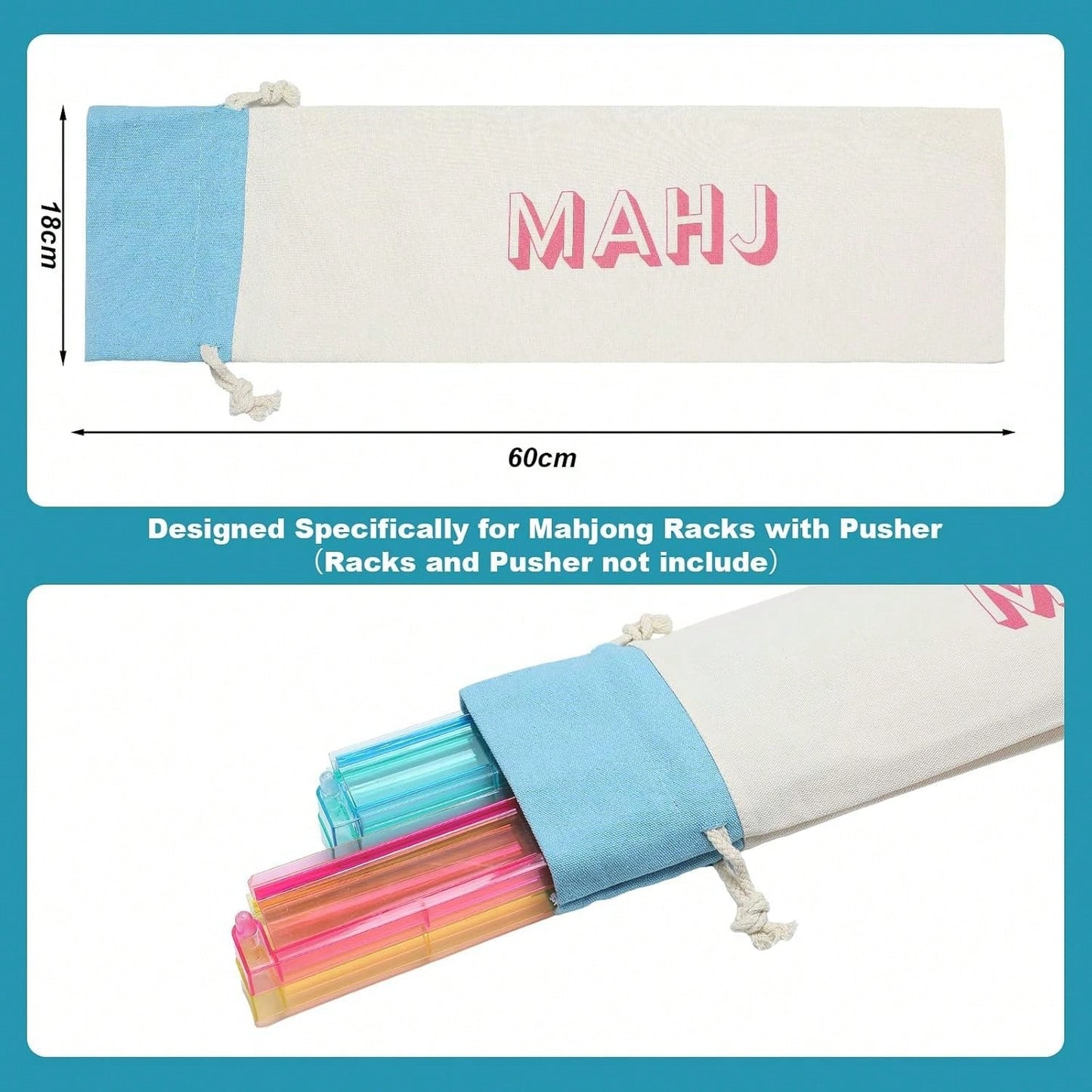 3 Pcs Empty Mahjong Canvas Bag Gift Embroidered American Mahjong Set Incl Tiles Bag AndRacks & Pushers Drawstring Bags