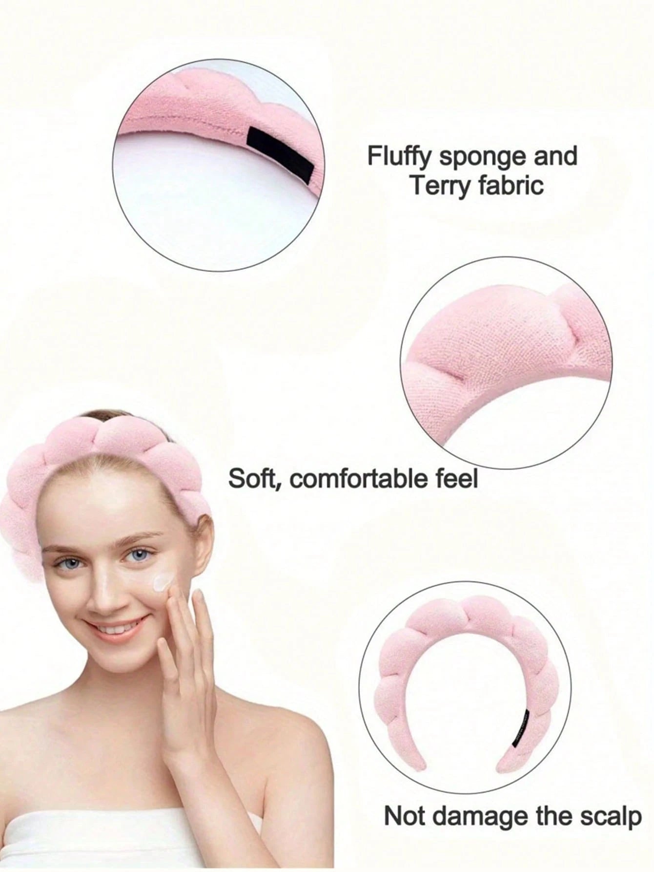 3 PiecesLuxury Microfiber Spa Headband & Wristbands Set- Soft, Comfortable For Face Washing, Makeup, Shower & Skincare Set Of Women's Hair Accessories