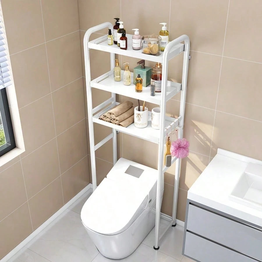 3-Tier Over The Toilet Storage Shelf, Black Freestanding Bathroom Organizer Rack, Space-Saving Toilet Caddy For Towels And Toiletries