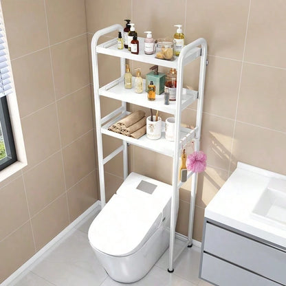 3-Tier Over The Toilet Storage Shelf, Black Freestanding Bathroom Organizer Rack, Space-Saving Toilet Caddy For Towels And Toiletries