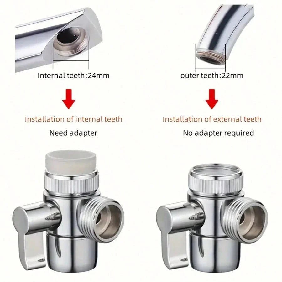 3-Way Diverter Valve Faucet Connector Adapter Faucet Extender Distributor Valve Distributor
