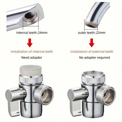 3-Way Diverter Valve Faucet Connector Adapter Faucet Extender Distributor Valve Distributor