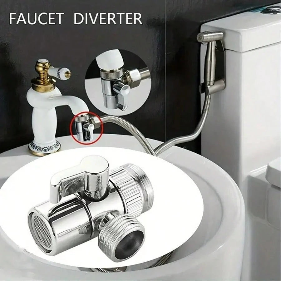 3-Way Diverter Valve Faucet Connector Adapter Faucet Extender Distributor Valve Distributor