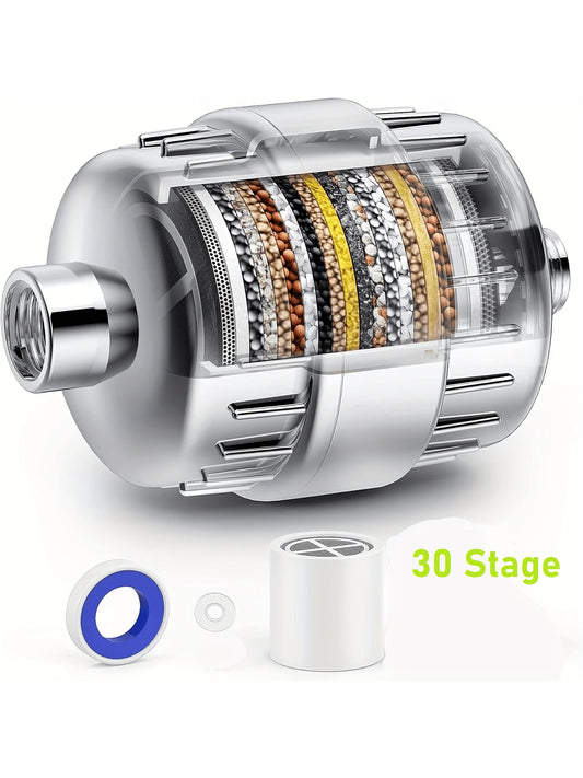 30 Stage Shower Filter, Shower Filter For Hard Water- High Output Shower Water Filter To Remove Chlorine Fluoride Heavy Metals, Improves The Condition Of Your Skin, Hair And Nails
