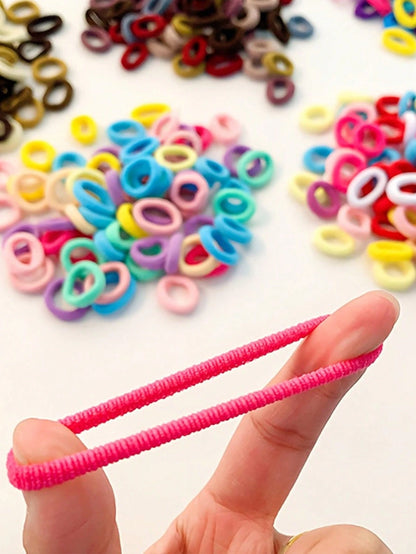 300pcs Mixed Color Elastic Hair Ties, High Stretch No-Damage Hair Bands For Baby