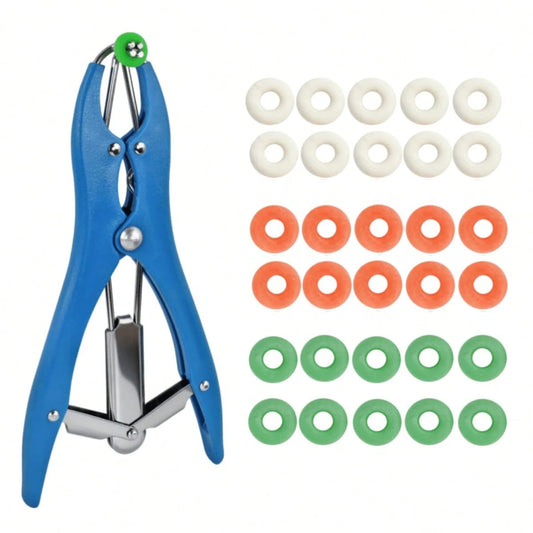 30Pcs Castration Bands And Goat Banding Kit, Stainless Steel Jaw Castration Tool With Non-Slip Plastic Handle, Livestock Bander For Lambs, Calves| Balloon Expander