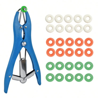 30Pcs Castration Bands And Goat Banding Kit, Stainless Steel Jaw Castration Tool With Non-Slip Plastic Handle, Livestock Bander For Lambs, Calves| Balloon Expander