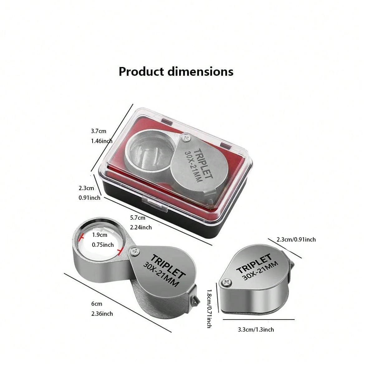 30X21 High Magnification Metal Folding Portable Handheld 10x20 Glass Lens Jewelry Magnifier