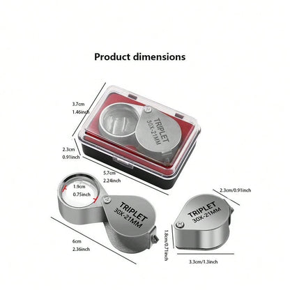 30X21 High Magnification Metal Folding Portable Handheld 10x20 Glass Lens Jewelry Magnifier