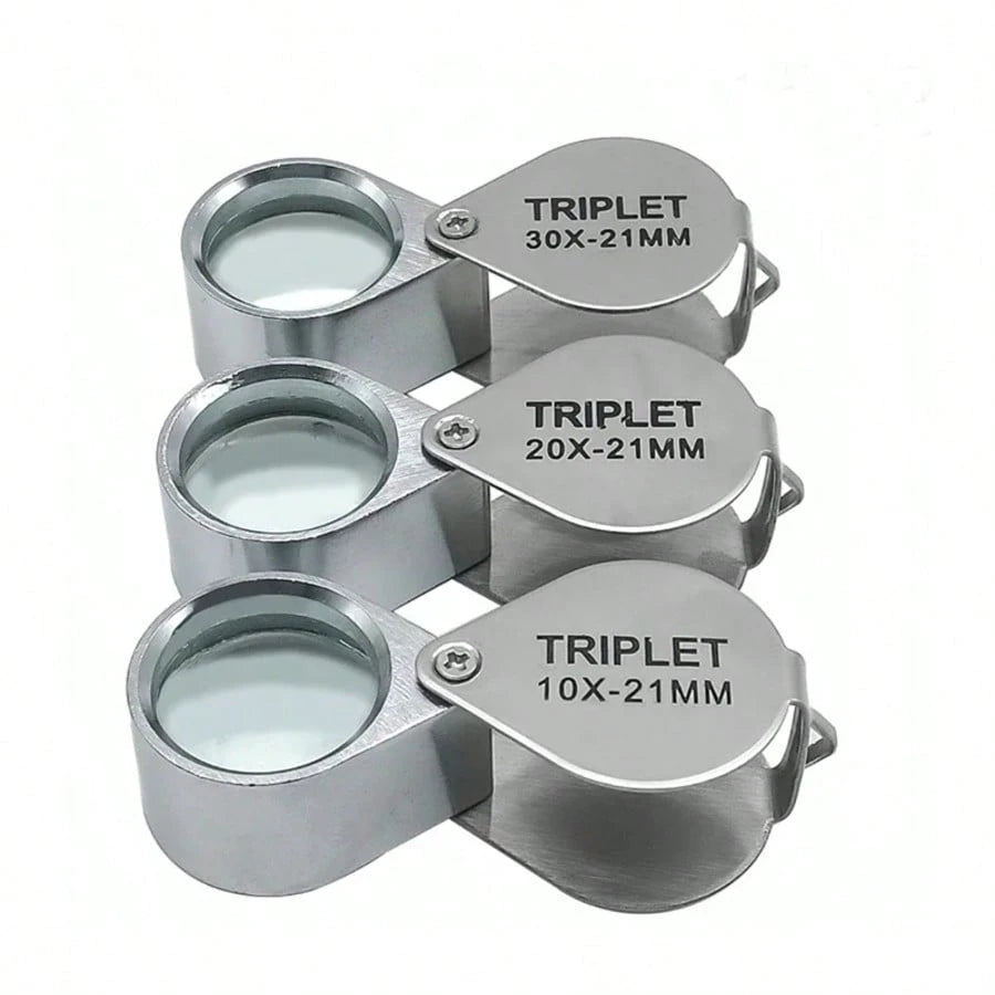30X21 High Magnification Metal Folding Portable Handheld 10x20 Glass Lens Jewelry Magnifier