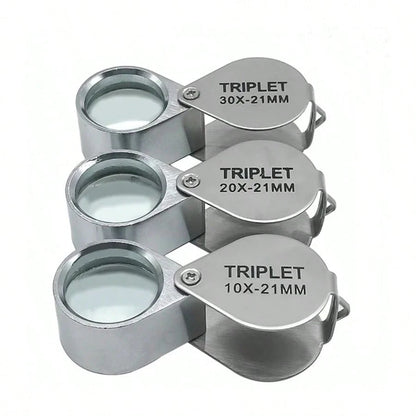 30X21 High Magnification Metal Folding Portable Handheld 10x20 Glass Lens Jewelry Magnifier