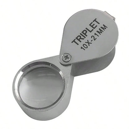 30X21 High Magnification Metal Folding Portable Handheld 10x20 Glass Lens Jewelry Magnifier