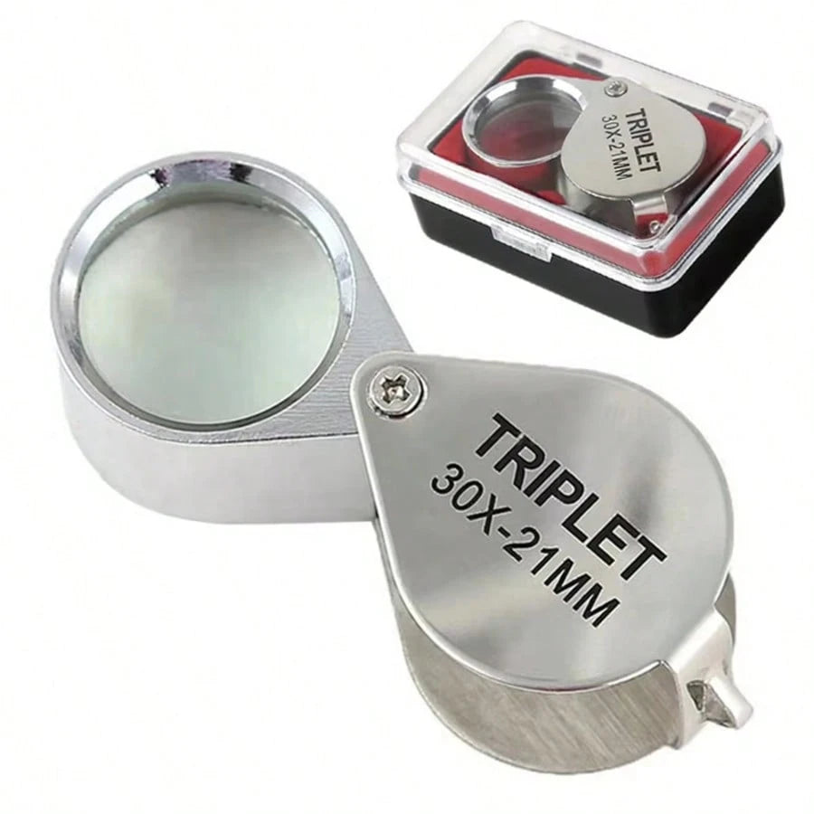 30X21 High Magnification Metal Folding Portable Handheld 10x20 Glass Lens Jewelry Magnifier