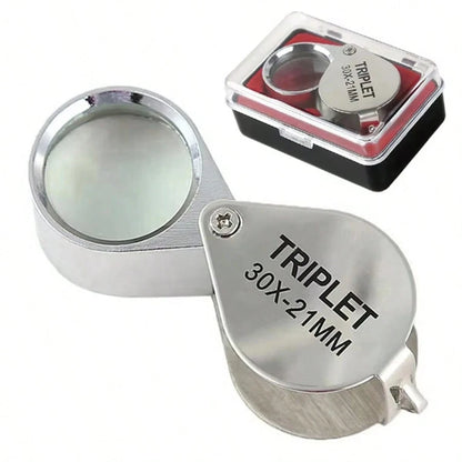 30X21 High Magnification Metal Folding Portable Handheld 10x20 Glass Lens Jewelry Magnifier