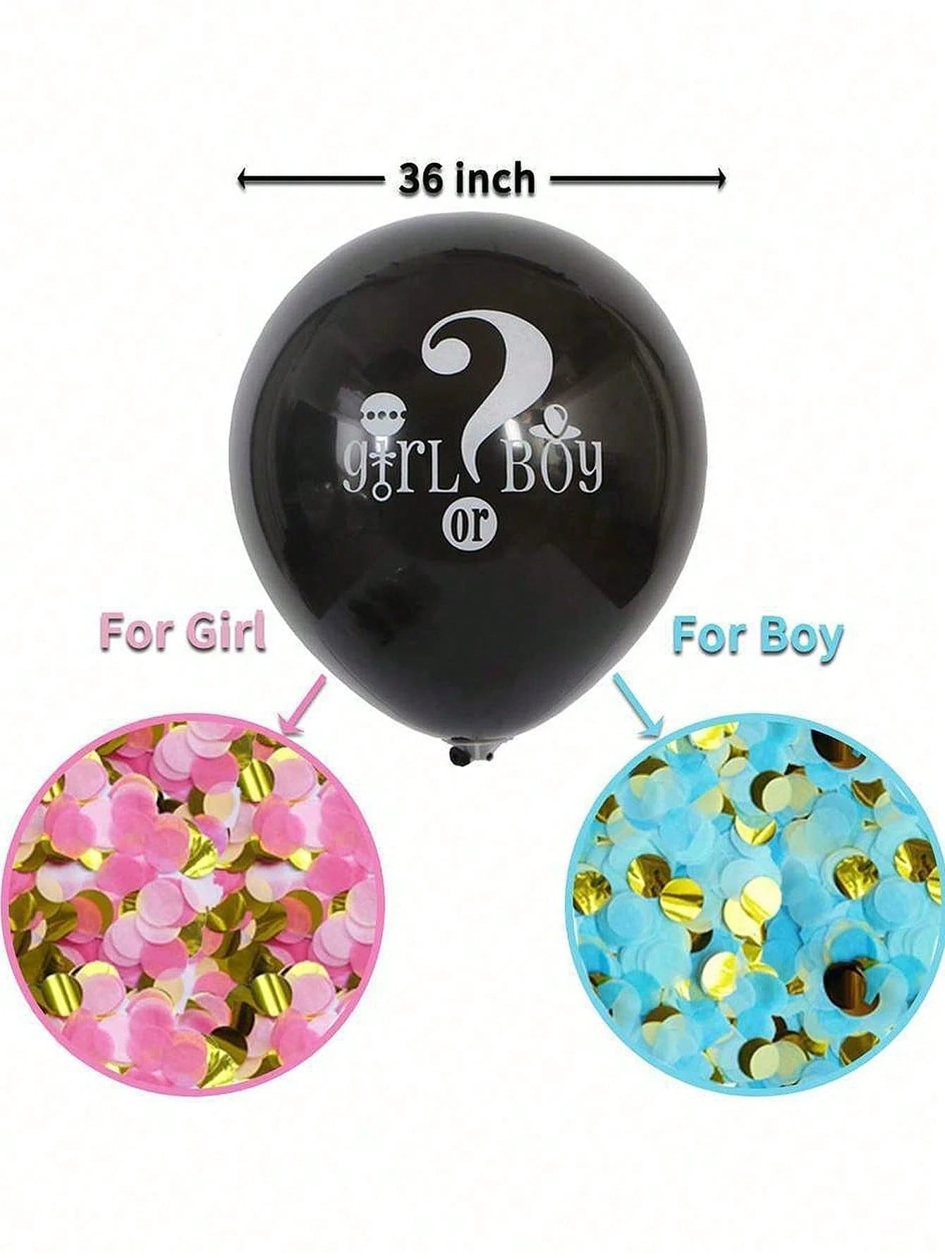 36-Inch Black Perfect Circle Gender Revealing Balloon Boys And Girls Boyorgirl Party Decoration Arrangement Balloons