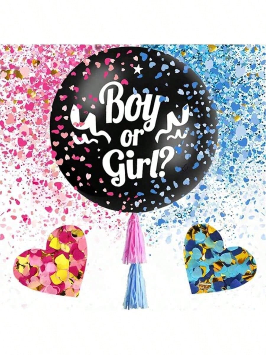 36-Inch Black Perfect Circle Gender Revealing Balloon Boys And Girls Boyorgirl Party Decoration Arrangement Balloons
