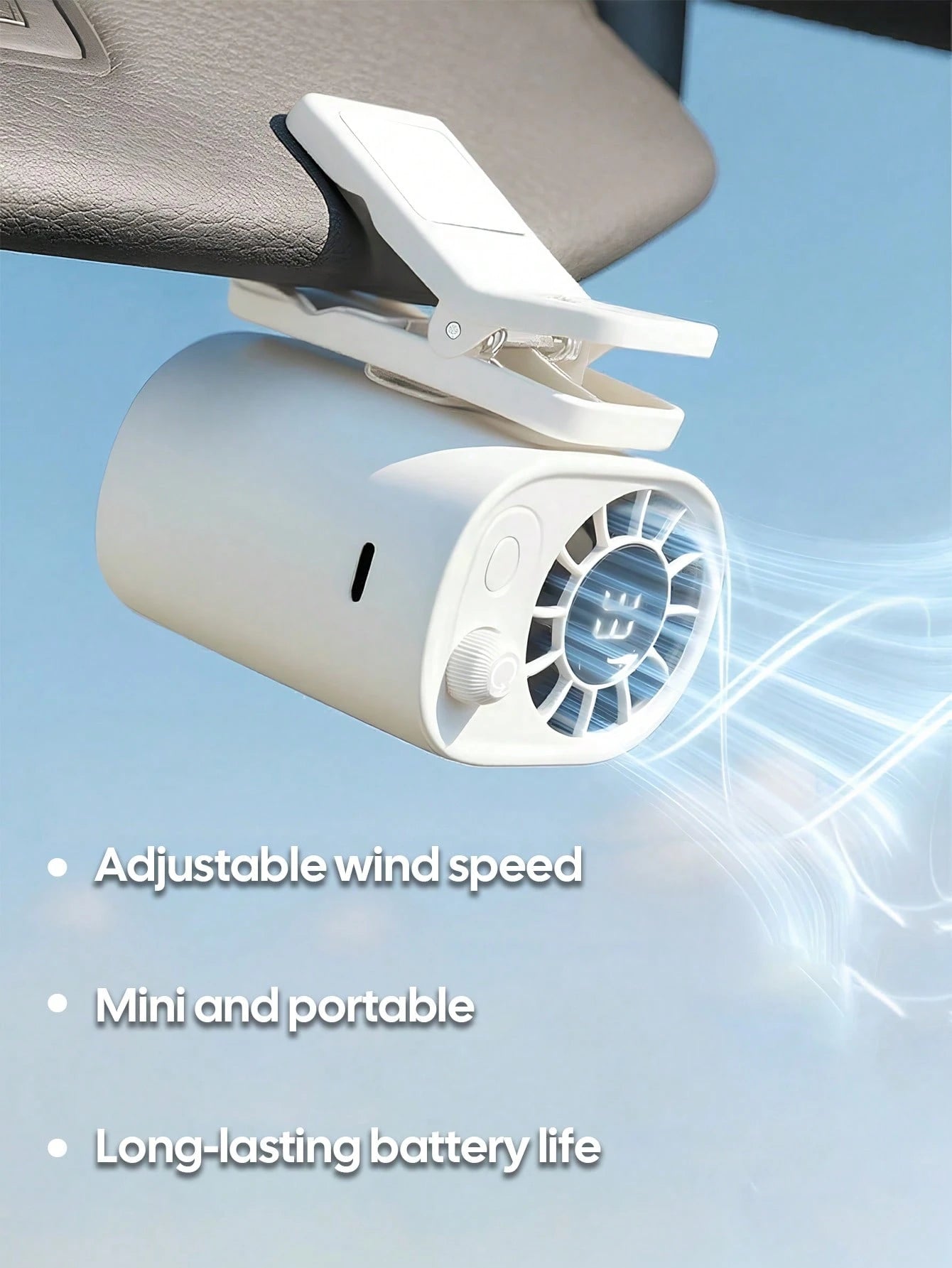 360° Adjustable Car Cooling Fan, 100 Speed Settings, USB Rechargeable Clip-On Mini Fan With Lithium Battery, Portable Car Vent/Desktop Fan, Suitable For Driving, Travel, Camping, Office, Car Accessory