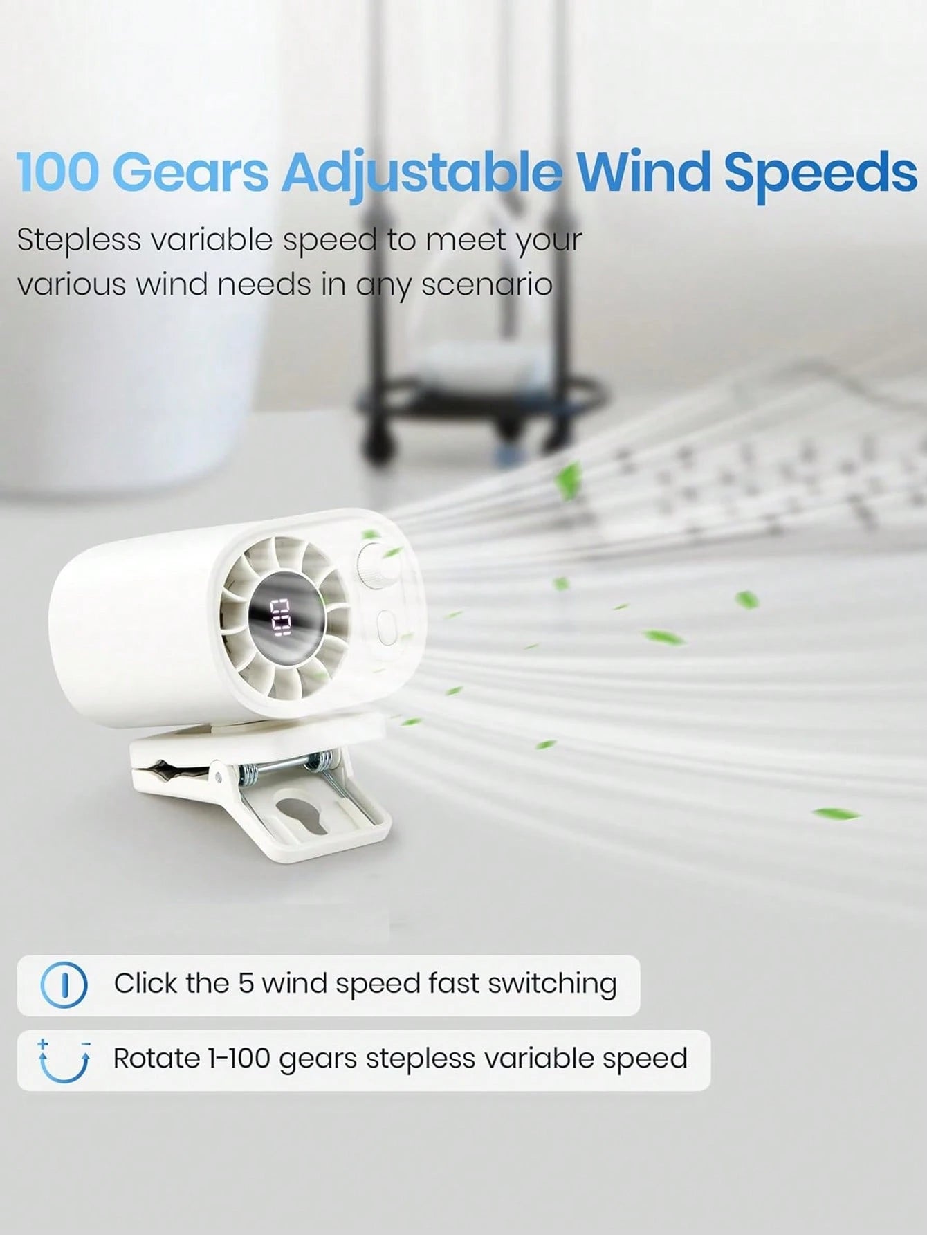 360° Adjustable Car Cooling Fan, 100 Speed Settings, USB Rechargeable Clip-On Mini Fan With Lithium Battery, Portable Car Vent/Desktop Fan, Suitable For Driving, Travel, Camping, Office, Car Accessory