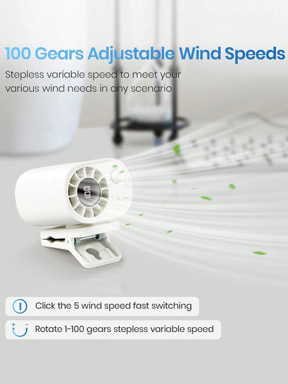 360° Adjustable Car Cooling Fan, 100 Speed Settings, USB Rechargeable Clip-On Mini Fan With Lithium Battery, Portable Car Vent/Desktop Fan, Suitable For Driving, Travel, Camping, Office, Car Accessory