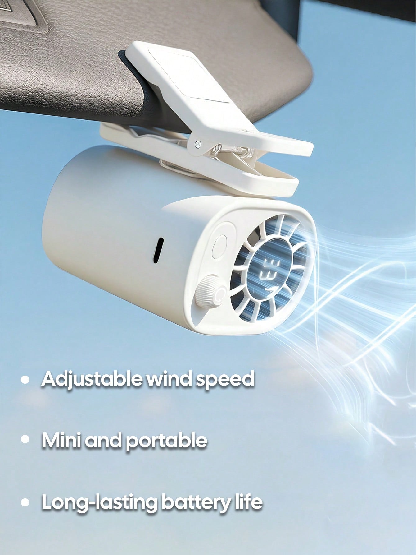360° Adjustable Car Cooling Fan, 100 Speed Settings, USB Rechargeable Clip-On Mini Fan With Lithium Battery, Portable Car Vent/Desktop Fan, Suitable For Driving, Travel, Camping, Office, Car Accessory