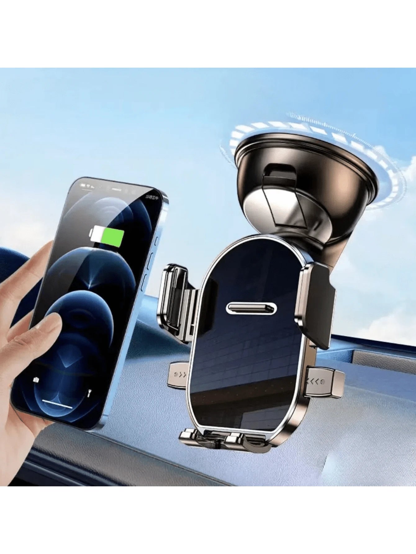 360° Adjustable Suction Cup Car Phone Holder, Suitable For Landscape & Portrait Orientation, Stable Dashboard Navigation Bracket, Compact & Stylish| Super Suction| Desk Phone Stand| Practical Car I