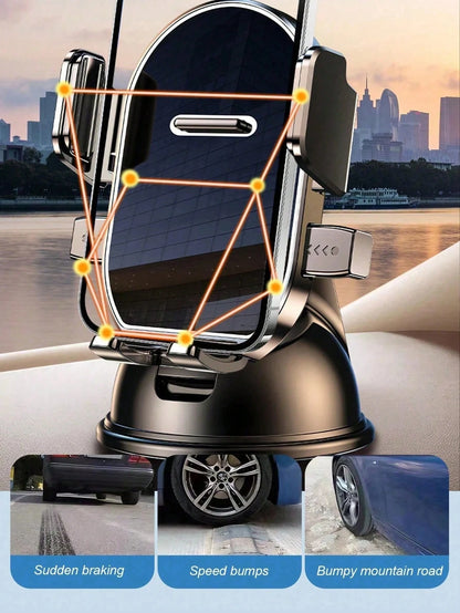 360° Rotatable Dashboard Phone Holder- With Suction Cup Base, Auto-Locking Mechanism, Anti-Shake, Universal Car Navigation Mount