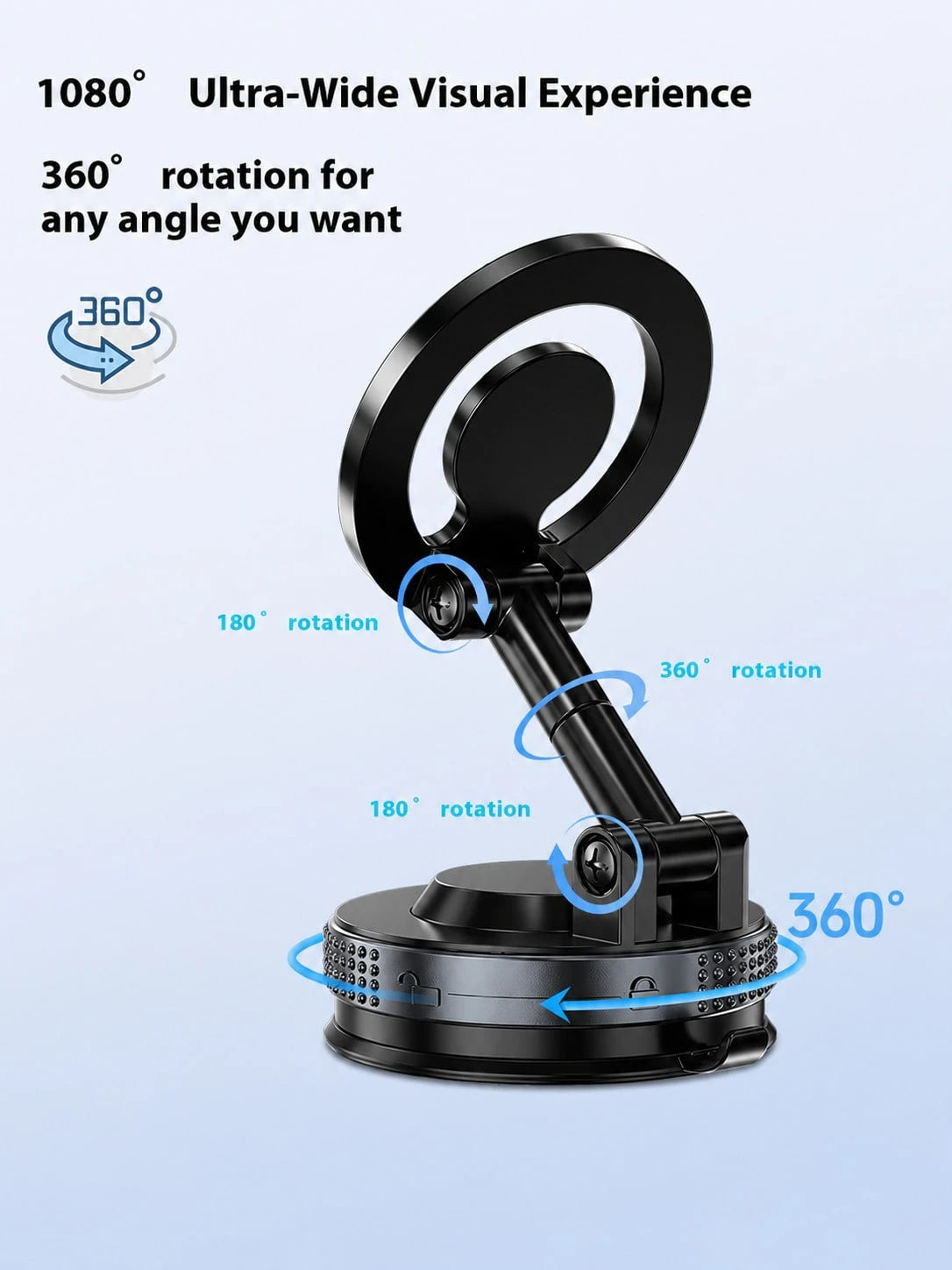 360° Rotatable Foldable Magnetic Car Phone Holder, Vacuum Suction Cup Universal Dashboard/Desk Phone Base, Strong Magnetic Car Navigation Mount, Suitable For Rough Surfaces