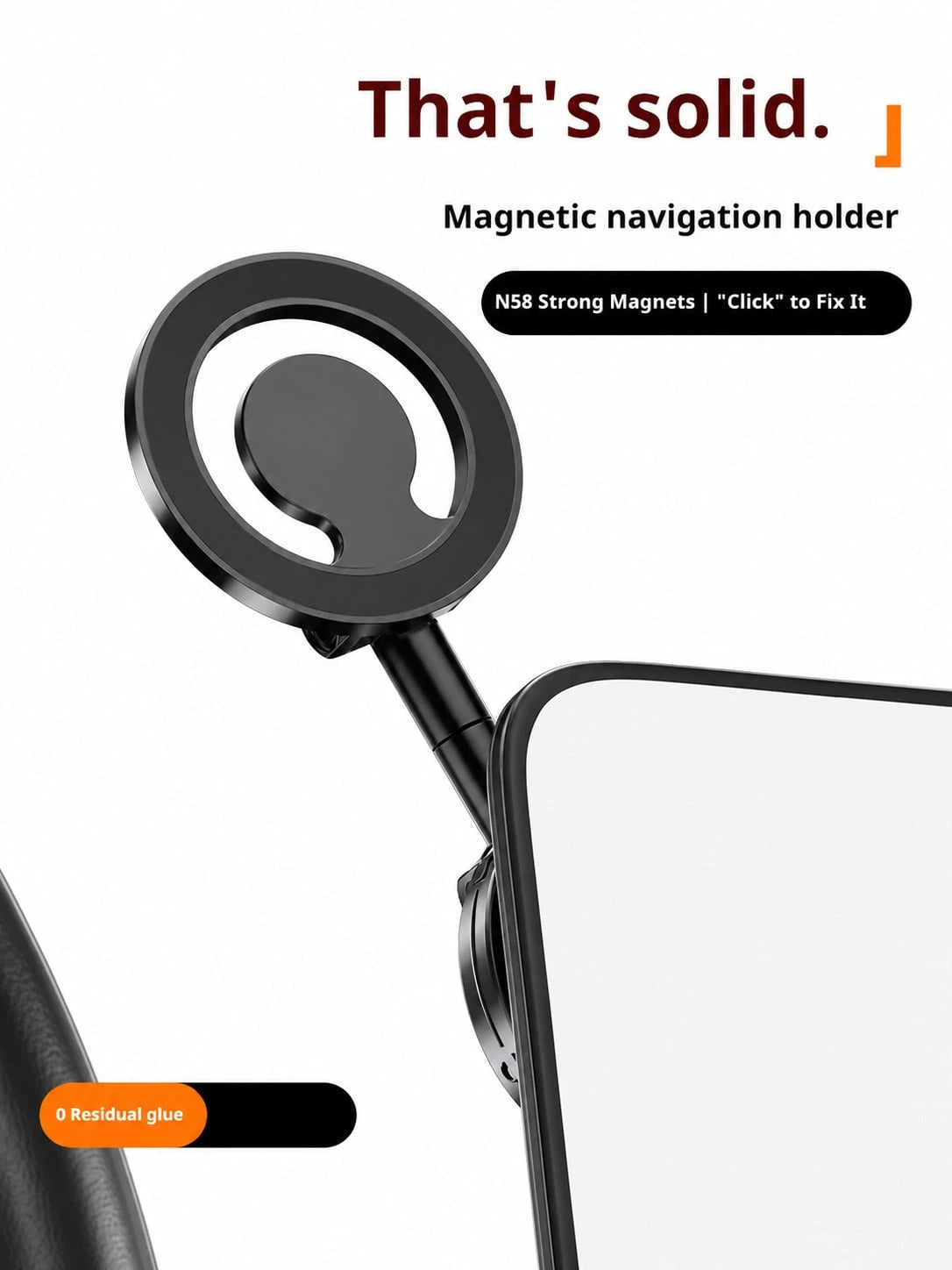 360° Rotatable Foldable Magnetic Car Phone Holder, Vacuum Suction Cup Universal Dashboard/Desk Phone Base, Strong Magnetic Car Navigation Mount, Suitable For Rough Surfaces