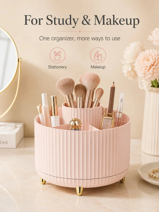 360° Rotating Desktop Organizer, Large Capacity Multi-Compartment Pen Holder And Office Supplies Storage Box, Suitable For Pencils, Makeup Brushes And Jewelry, Back To School Supplies, Home Essentials