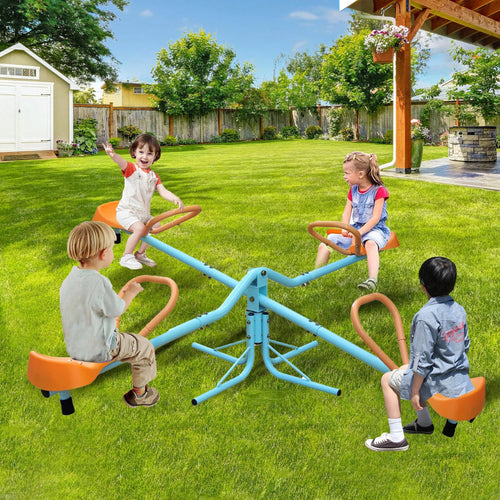 360° Rotating Kids Seesaw- 2-4 Seat Teeter Totter For Toddlers Age 2-5, Heavy Duty Outdoor Playground Equipment,Age 2+