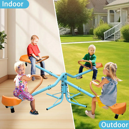 360° Rotating Kids Seesaw- 2-4 Seat Teeter Totter For Toddlers Age 2-5, Heavy Duty Outdoor Playground Equipment,Age 2+