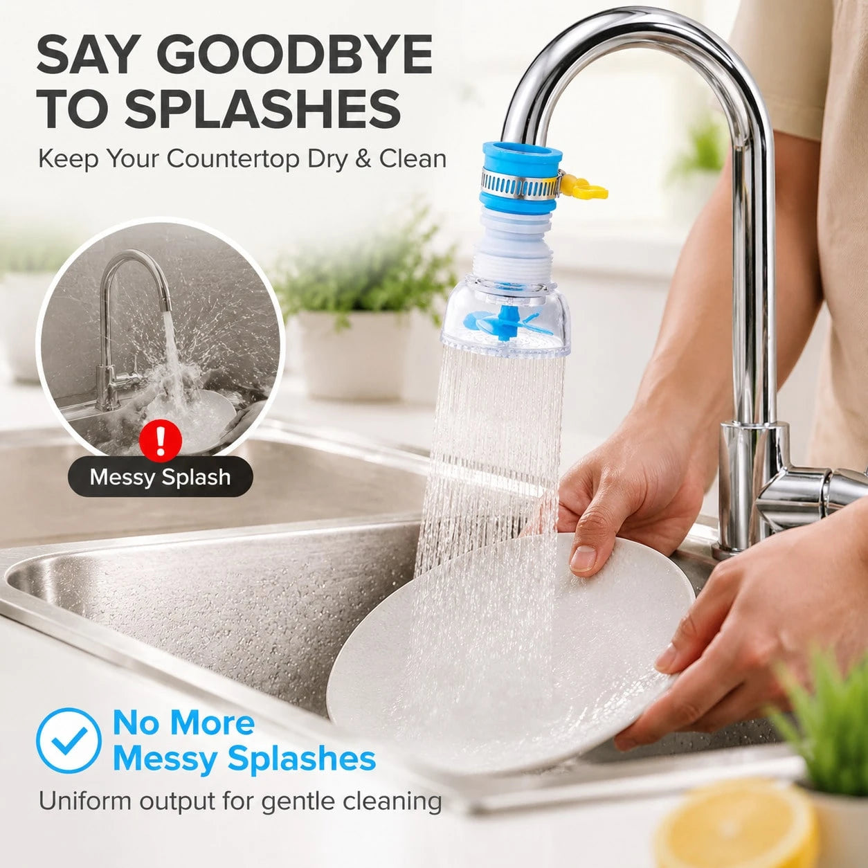 360° Swivel Faucet Filter Extender, Universal Water Filter And Kitchen Faucet Aerator Attachment, Splash-Reducing Water-Saving Sink Sprayer Nozzle For Kitchen Sink, Bathroom Basin, Laundry Room And RV
