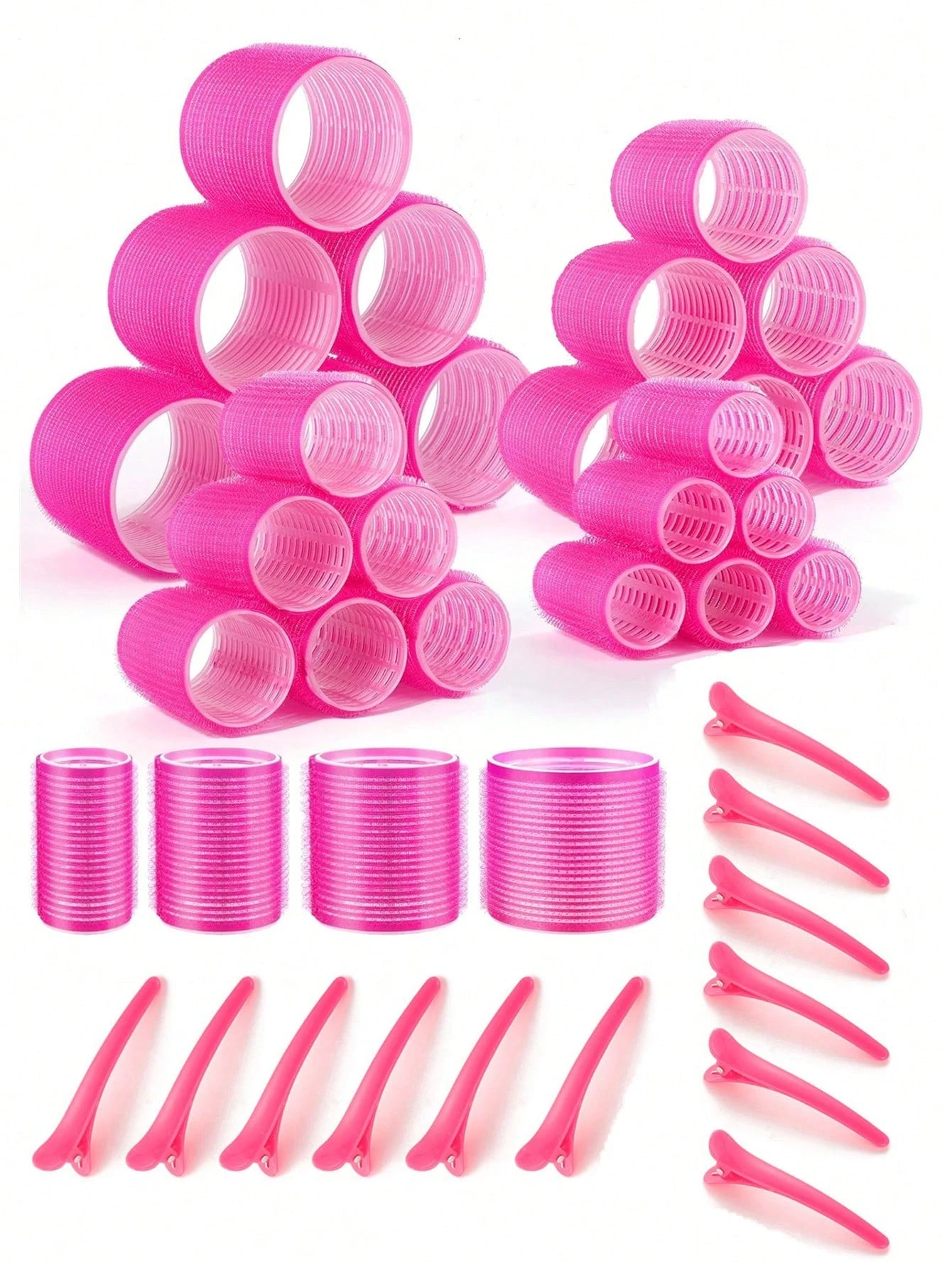 36pcs Self-Adhesive Hair Rollers Set For Different Hair Lengths, Heatless Curlers With Clips As Diy Hair Styling Tool