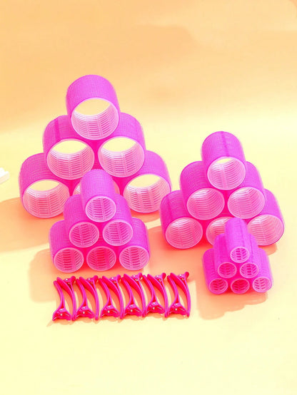 36pcs Self-Adhesive Hair Rollers Set For Different Hair Lengths, Heatless Curlers With Clips As Diy Hair Styling Tool