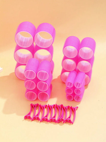 36pcs Self-Adhesive Hair Rollers Set For Different Hair Lengths, Heatless Curlers With Clips As Diy Hair Styling Tool