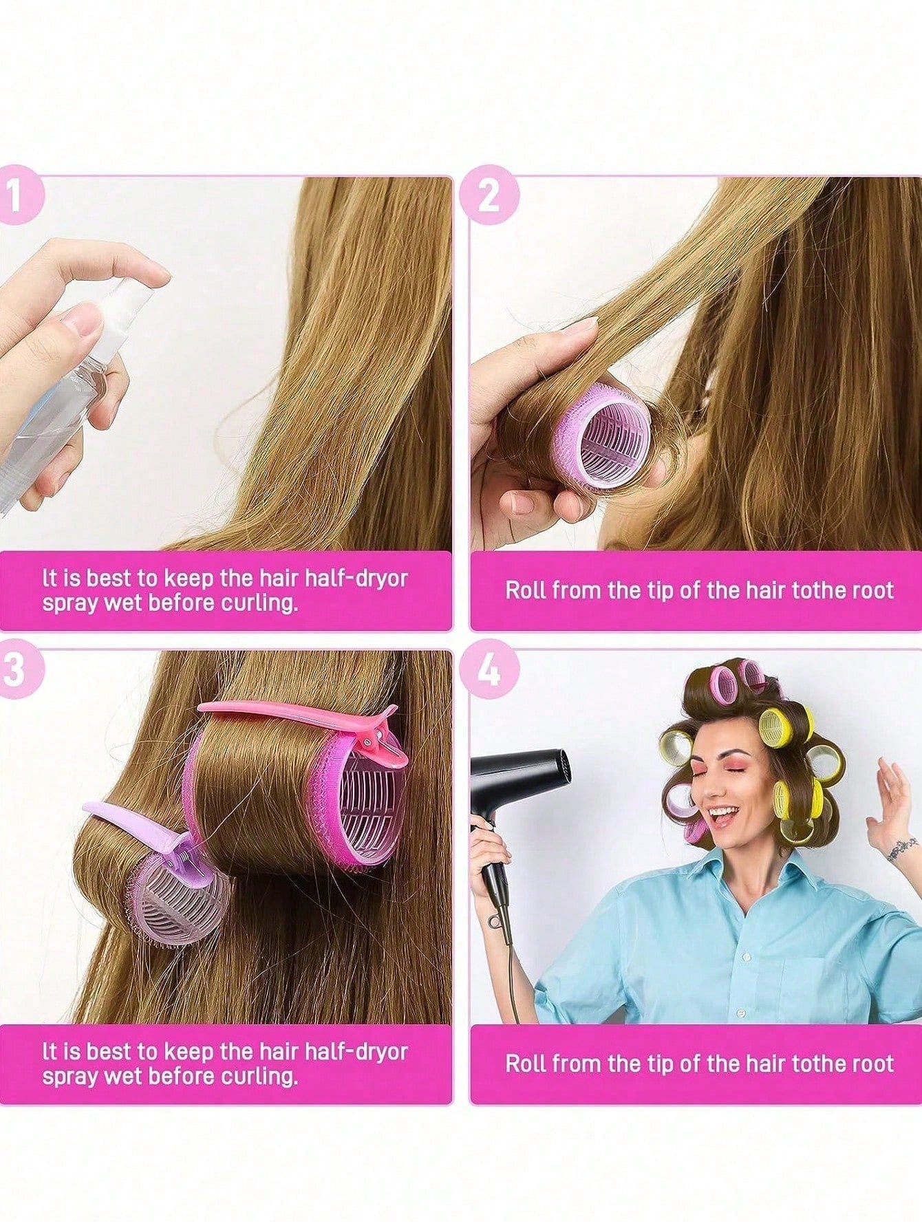 36pcs Self-Adhesive Hair Rollers Set For Different Hair Lengths, Heatless Curlers With Clips As Diy Hair Styling Tool